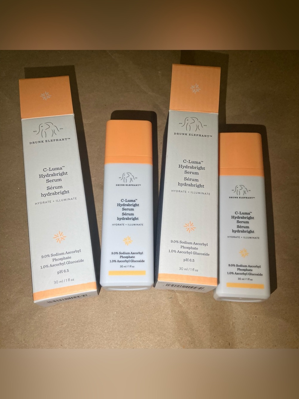 2 x drunk elephant c-luma hydrabright serum